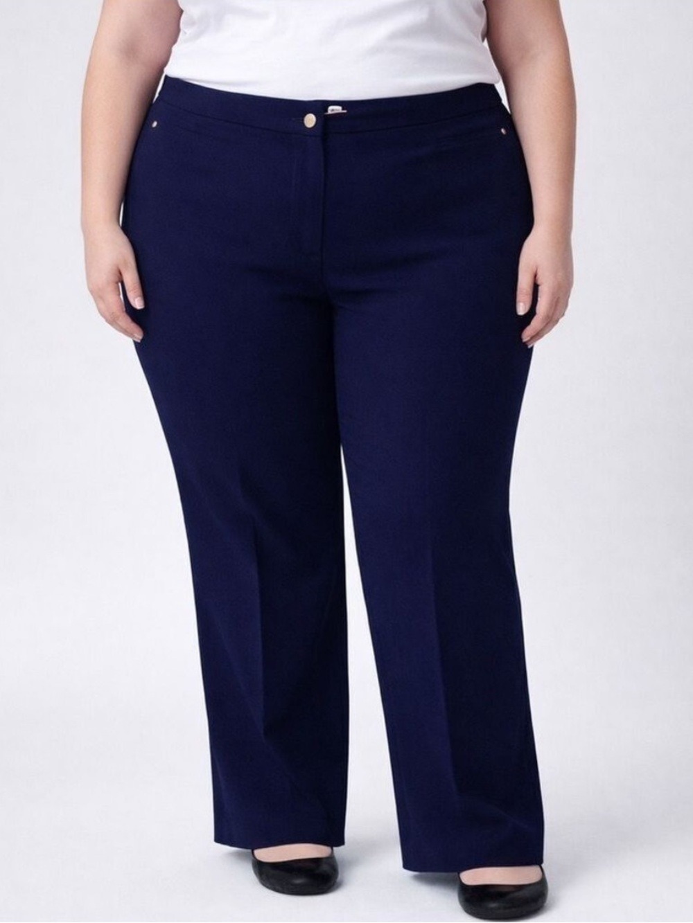 LAURA PETITES  Black  Zip Front Trousers Size 16
